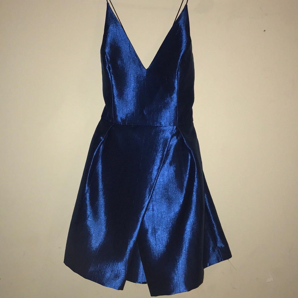 TOPSHOP BLUE SATIN DRESS - SIZE 6